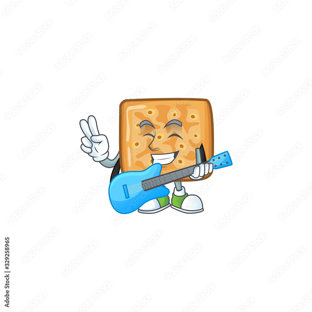 Supper talented crackers cartoon design with a guitar