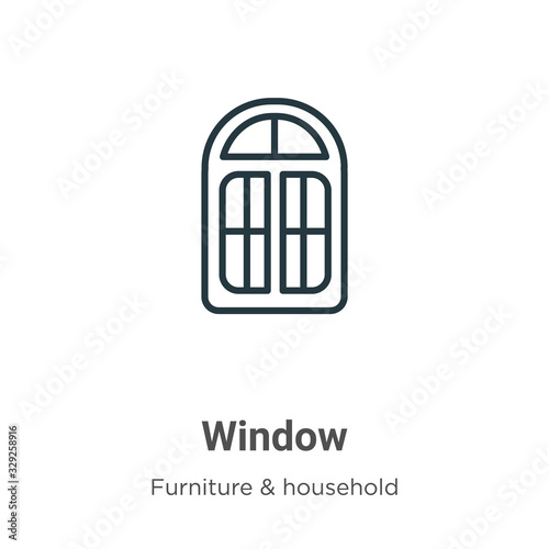 Window outline vector icon. Thin line black window icon  flat vector simple element illustration from editable furniture concept isolated stroke on white background