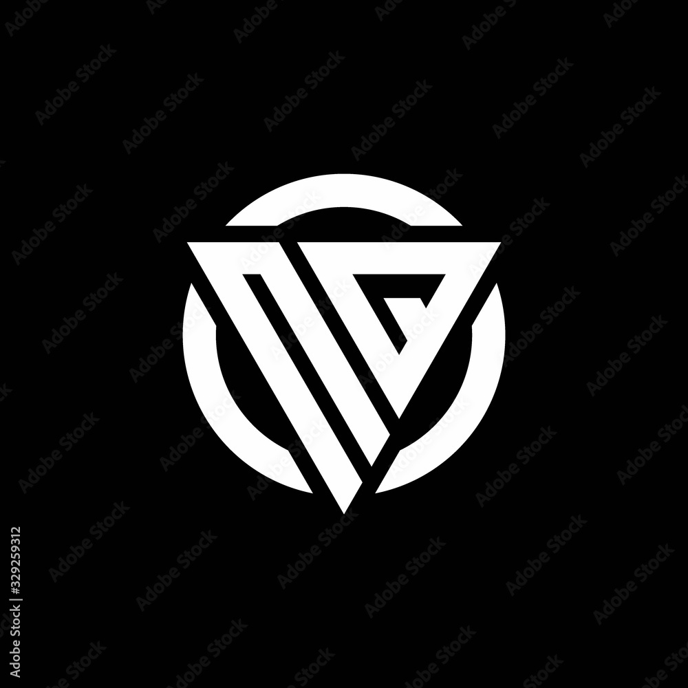 NQ logo with triangle shape and circle rounded design template NQ logo with triangle shape and circle rounded design template