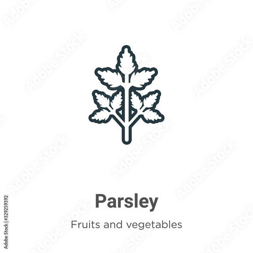 Parsley outline vector icon. Thin line black parsley icon, flat vector simple element illustration from editable fruits concept isolated stroke on white background