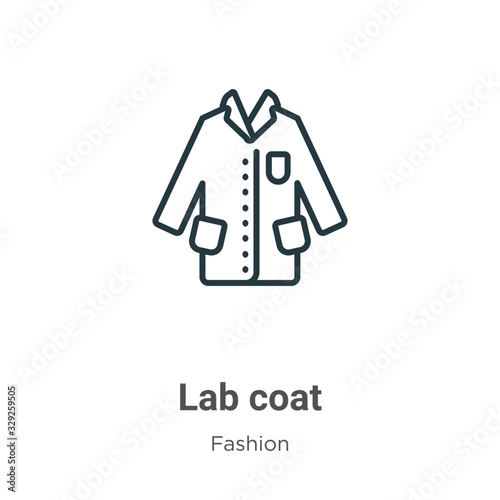 Lab coat outline vector icon. Thin line black lab coat icon, flat vector simple element illustration from editable fashion concept isolated stroke on white background