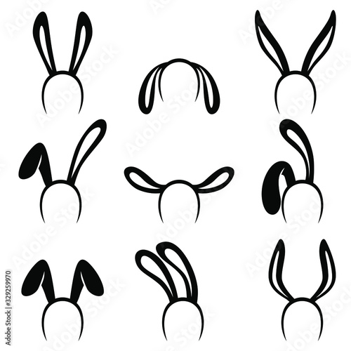 Vector illustrations of Easter decorative rabbit ears on headband set