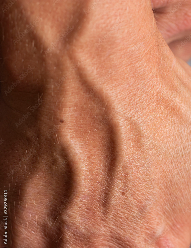 Fototapeta premium veins on a male hand as a background