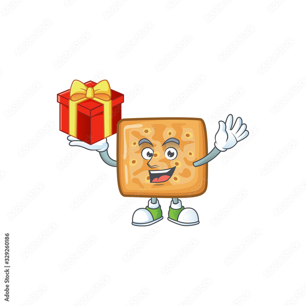 A mascot design style of crackers showing crazy face A mascot design style of crackers showing crazy face