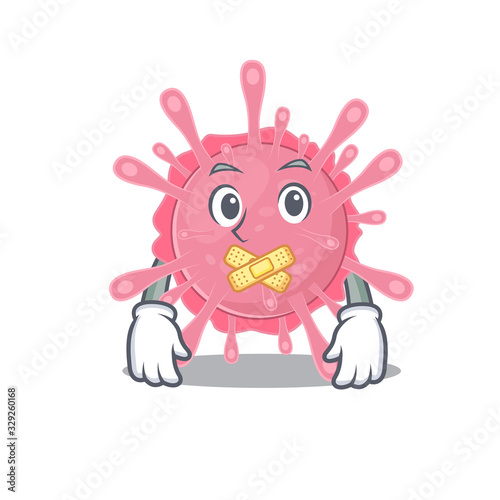 Corona virus germ mascot cartoon character design with silent gesture