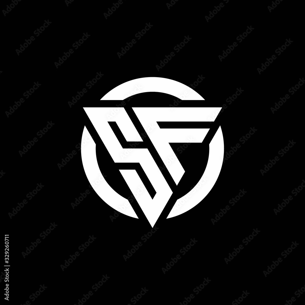 SF logo with triangle shape and circle rounded design template SF logo with triangle shape and circle rounded design template