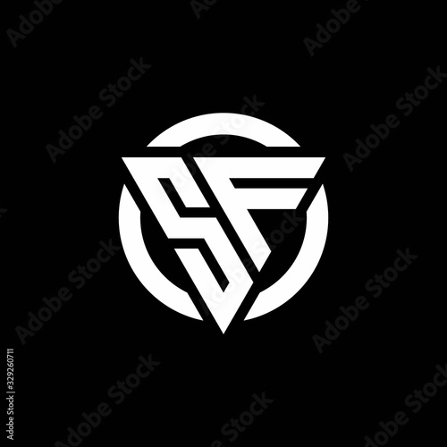 SF logo with triangle shape and circle rounded design template