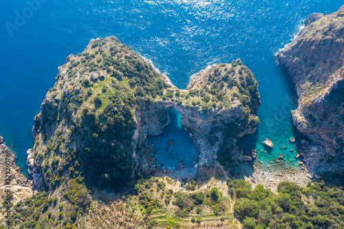 An aerial view of a natural paradise in Antalya, Turkey, called hole in the sea.