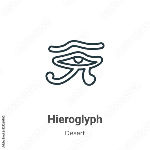 Hieroglyph outline vector icon. Thin line black hieroglyph icon, flat vector simple element illustration from editable desert concept isolated stroke on white background