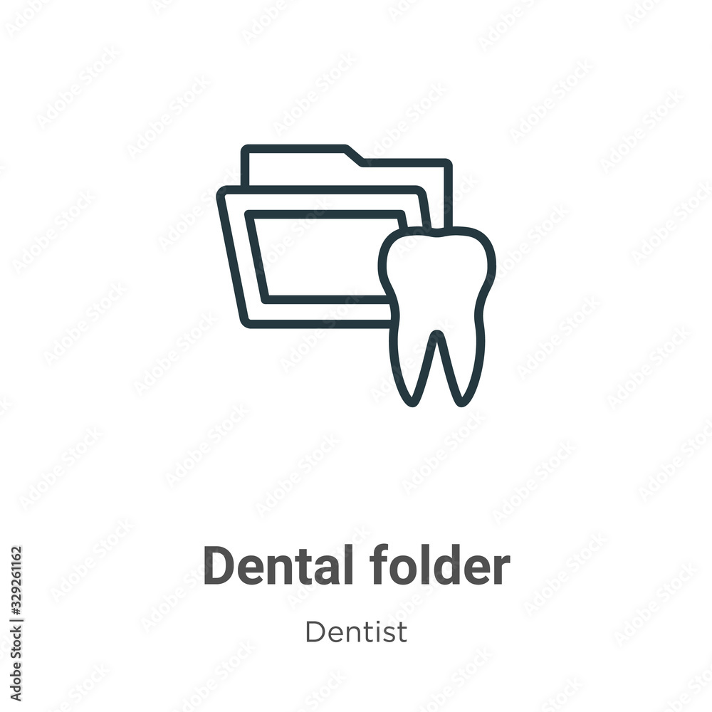 Dental folder outline vector icon. Thin line black dental folder icon