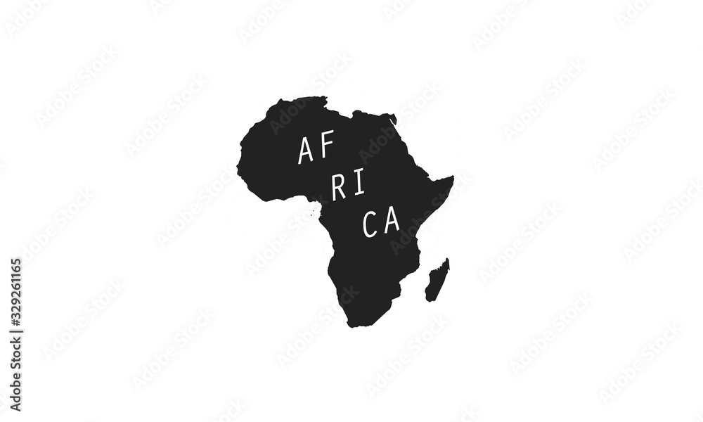 Africa map continent shape black vector illustration