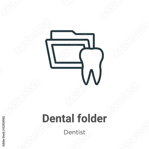 Dental folder outline vector icon. Thin line black dental folder icon, flat vector simple element illustration from editable dentist concept isolated stroke on white background