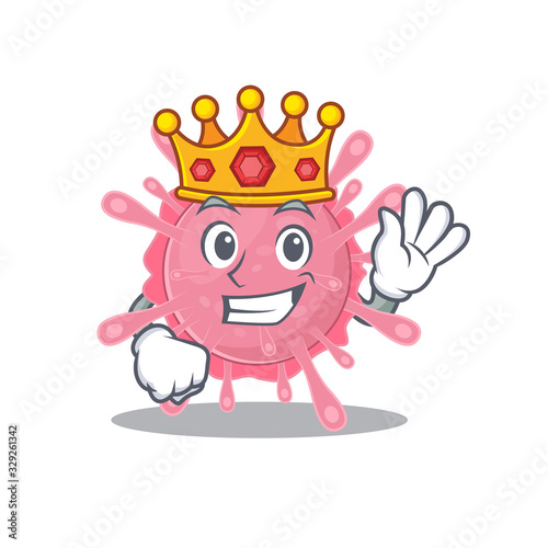 The Royal King of corona virus germ cartoon character design with crown
