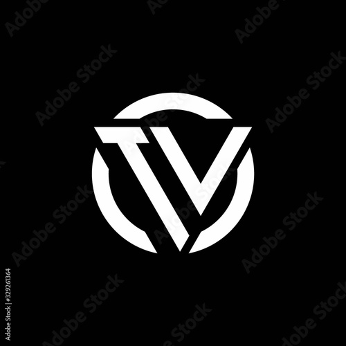 TV logo with triangle shape and circle rounded design template