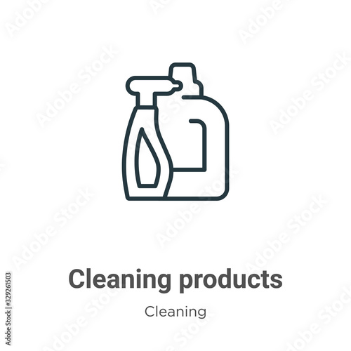 Cleaning products outline vector icon. Thin line black cleaning products icon, flat vector simple element illustration from editable cleaning concept isolated stroke on white background