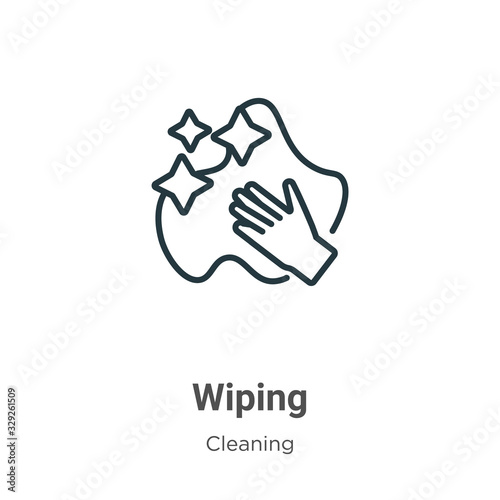 Wiping outline vector icon. Thin line black wiping icon, flat vector simple element illustration from editable cleaning concept isolated stroke on white background