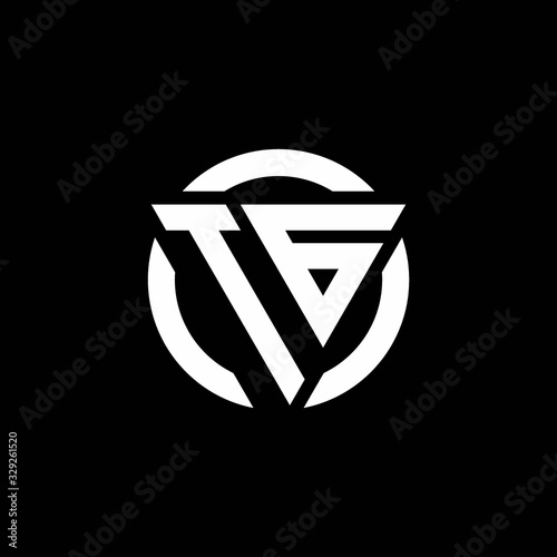 TG logo with triangle shape and circle rounded design template