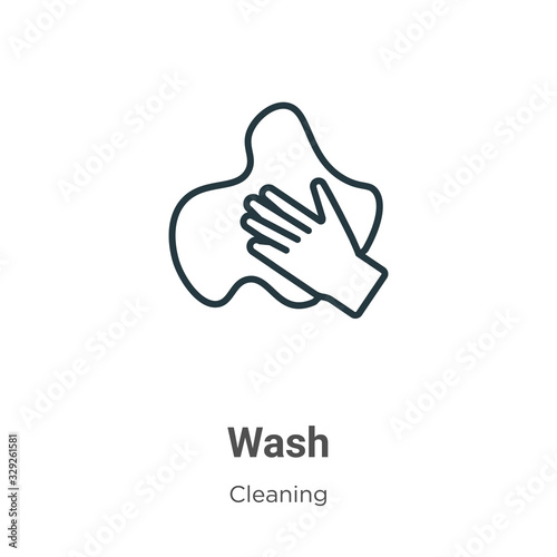 Wash outline vector icon. Thin line black wash icon, flat vector simple element illustration from editable cleaning concept isolated stroke on white background