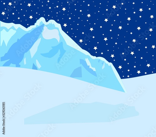 winter mountains landscape at night .vector illustration