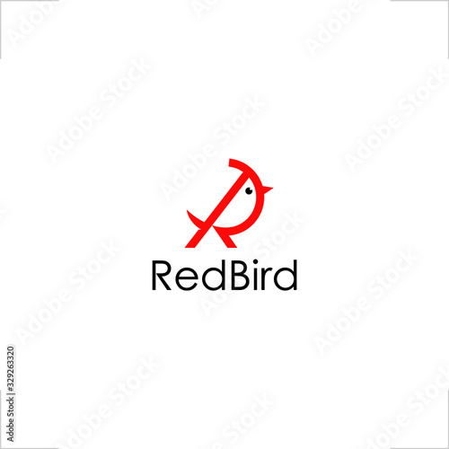 redbird logo type R letter initial design