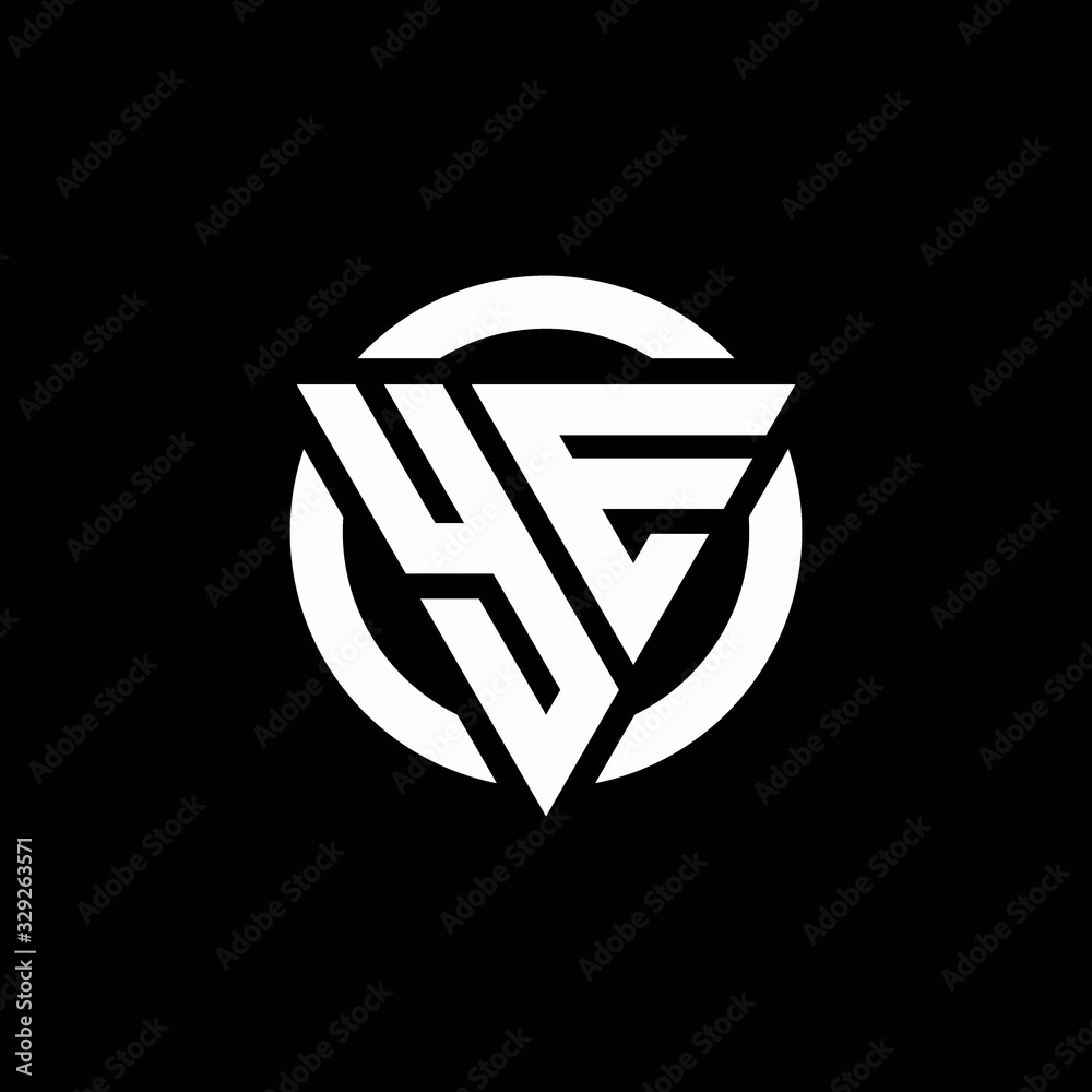 Naklejka premium YE logo with triangle shape and circle rounded design template