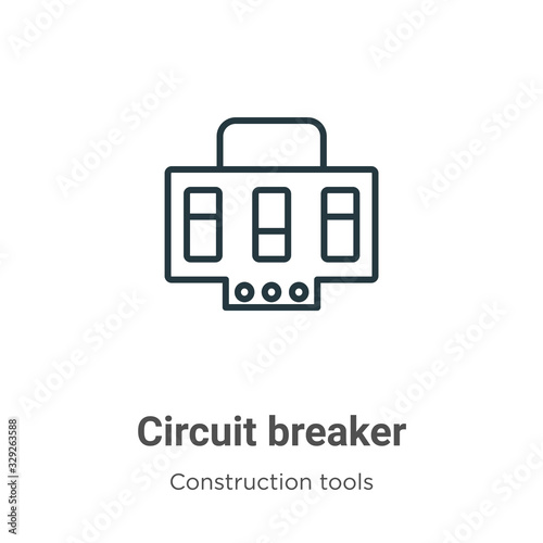 Circuit breaker outline vector icon. Thin line black circuit breaker icon, flat vector simple element illustration from editable construction concept isolated stroke on white background