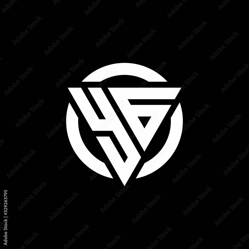 YG logo with triangle shape and circle rounded design template Stock ...