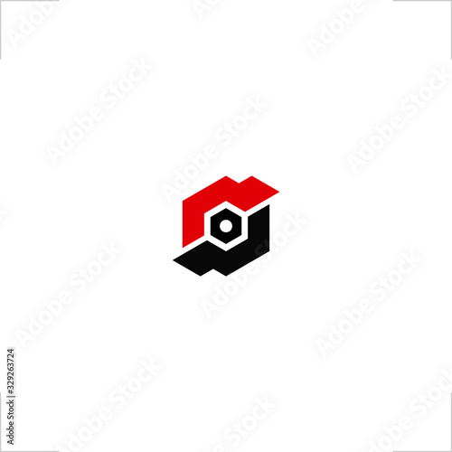 geometric nut logo wrench hexagon design