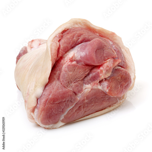 Photography raw pork (leg) isolated on white background