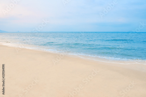 Beautiful beach in summer, blue sea with white sand.