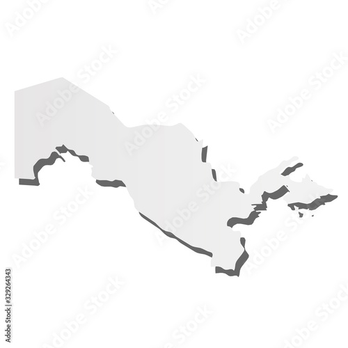 Uzbekistan - grey 3d-like silhouette map of country area with dropped shadow. Simple flat vector illustration