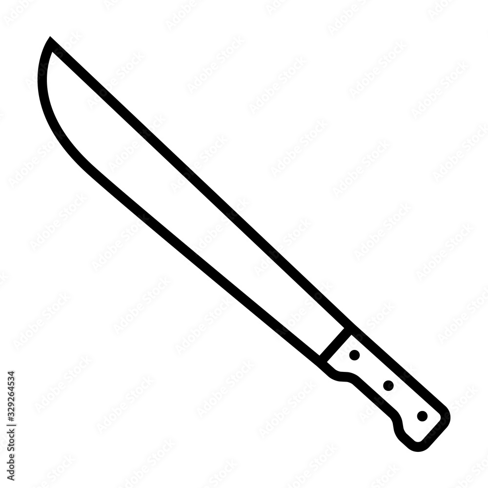 Machete sword or blade weapon line vector icon for games and websites Machete sword or blade weapon line vector icon for games and websites