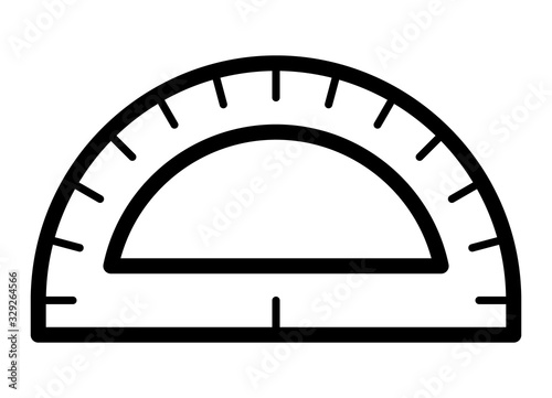 Half circle protractor for measuring angles line art vector icon for math apps and websites
