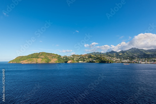 Landscape of the tropical caribbean island of Saint Vincent, Saint-Vincent and the Grenadines