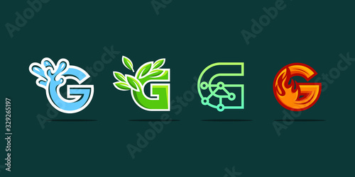 Letter G Set Collection Abstract Creative Modern Business Illustration Logo
