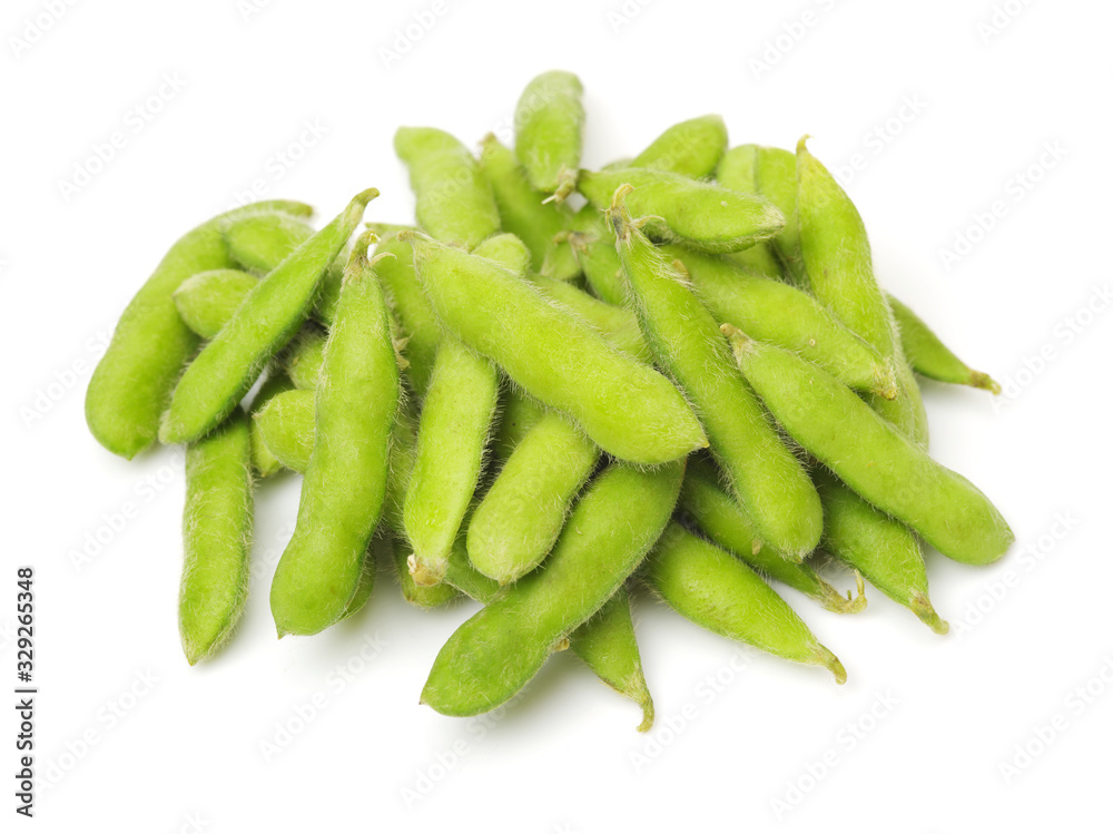 green soy bean on white background green soy bean on white background