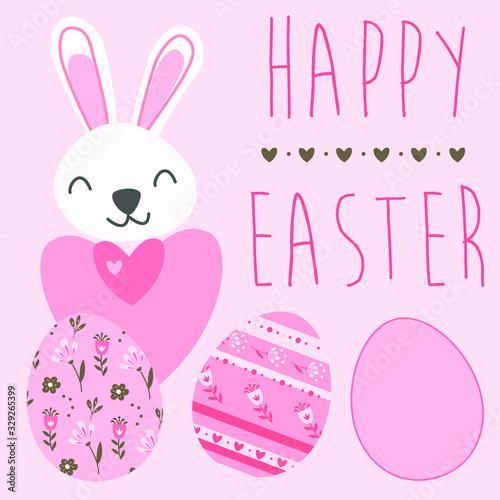 Easter collage, easter eggs, greeting card, vector graphic
