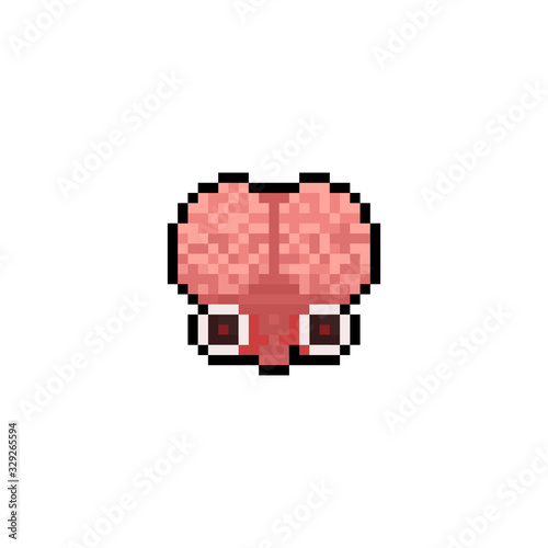 Pixel art brain with eyes icon.