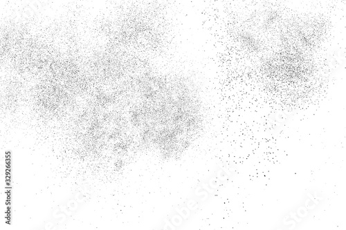 Black grainy texture isolated on white background. Dust overlay. Dark noise granules. Digitally generated image. Vector design elements. Illustration, Eps 10.