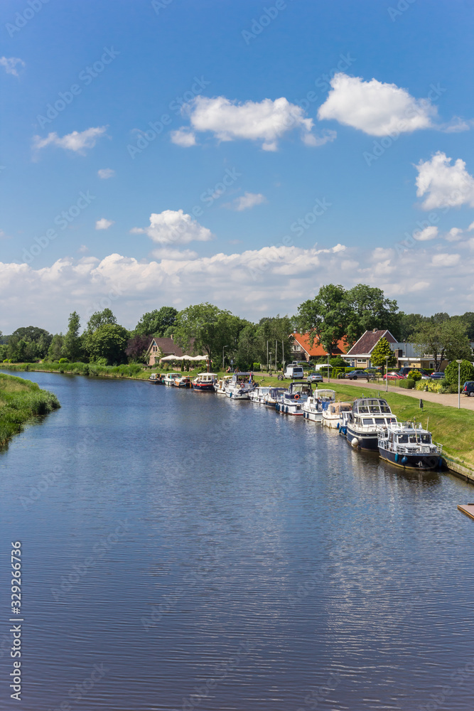 Motorboats along the canal near Echten, Netherlands