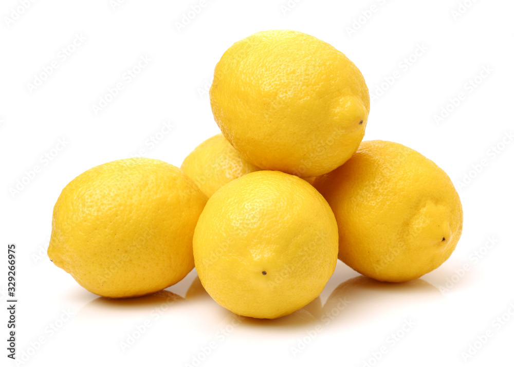 Ripe lemons on white background Ripe lemons on white background