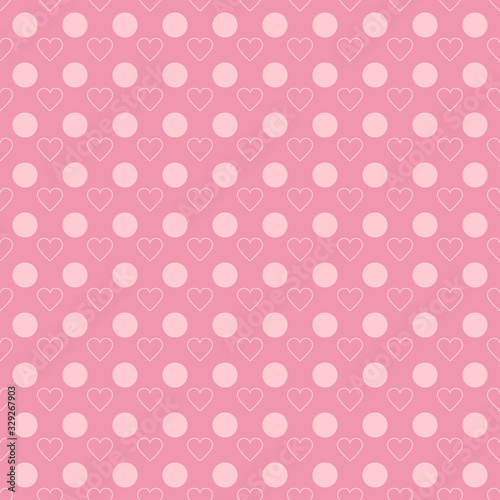 Wallpaper Mural Abstract background texture. Dot and heart shape seamless pattern. Vector illustration polka style, minimalism wallpaper, flyer, cover, design. Bubble circle geometric ornament, decorative element Torontodigital.ca
