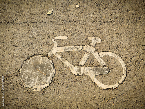 Bicycle sign on the road. photo