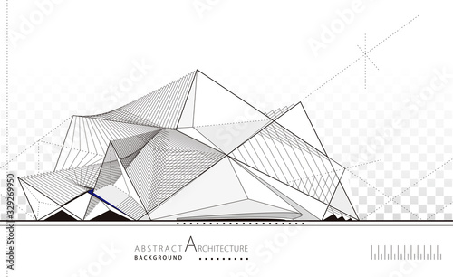 3D illustration architecture building construction perspective design, abstract imagine modern building background.