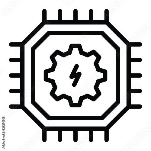 Mechatronic engineering concept. high performance robotic energy saving microprocessor chip vector icon design
