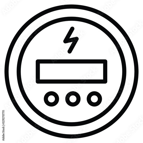 Round Analog Kilowatt hour electric metere concept, Digital power supply meter on white background, Front View  Energy Consumption Measurement Device Vector Icon design