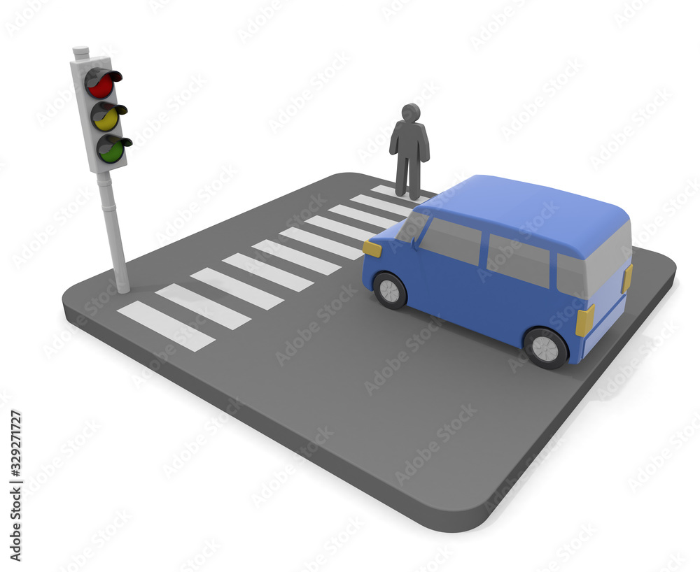 Traffic lights and cars. Observe traffic rules. 3D rendering Traffic lights and cars. Observe traffic rules. 3D rendering