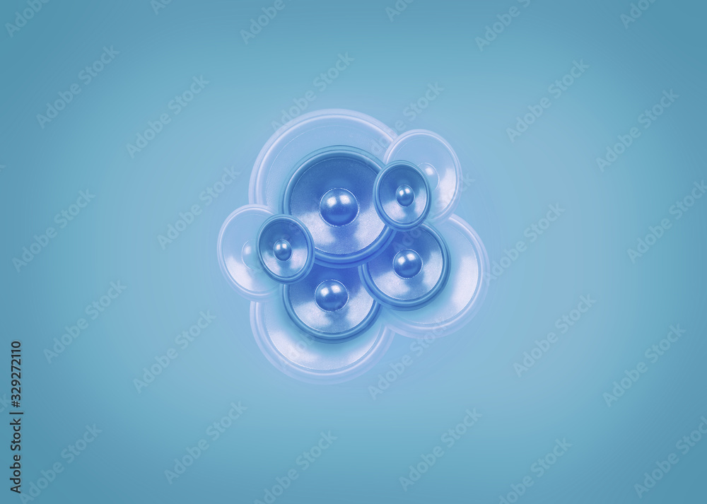 Fototapeta premium Blue music speakers