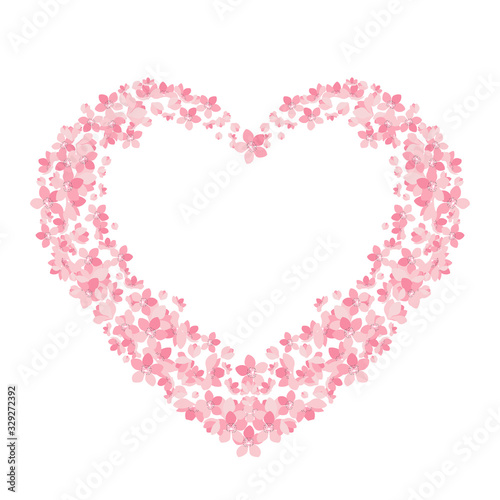 Vector illustration of a flower shaped heart. Floral decoration of invitation. Template Background Design, Valentines Day or Mother's Day