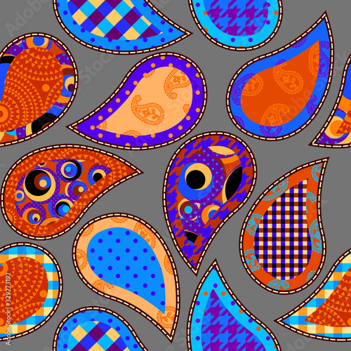 Patchwork textile pattern. Seamless quilting design background.